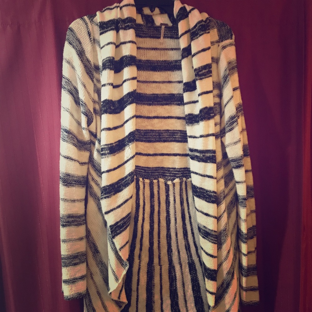 Black and white striped cardigan